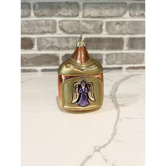 Hand Blown Glass Ornament Nativity Manger‎ Scene Mary Jesus Joseph Angel Poland - Picture 2 of 5